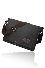 Cota's home Canvas Messenger Bag for Men, Fits 14 Inch Laptop & A4 Black picture