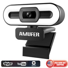 2K Full HD Autofocus Webcam Dual Microphones FHD 60fps Ring Light Streaming picture