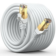 Maximm Flat Cat7 Ethernet Cable SFTP Shielded White 50ft 50 Feet, picture