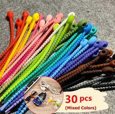 30pcs Silicone Cable Organizer Ties Reusable Wire Management Clips - NEW picture