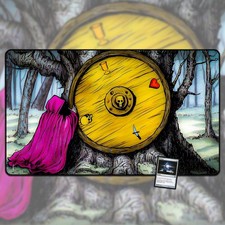 Wheel of Fate TCG Playmat and Gaming Mousepad, Fantasy Wizard Forest MTG Art picture