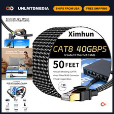 High-Speed Cat 8 Ethernet Cable 50FT, Ultra-Fast Internet Network Cord, Gaming & picture