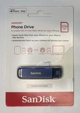 NEW SANDISK Phone Drive 256GB Made For iPhone | iPad (Color Blue) picture