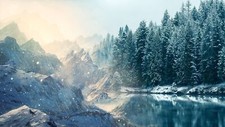 Landscape nature snow lake trees winter Custom Gaming Mat Desk picture