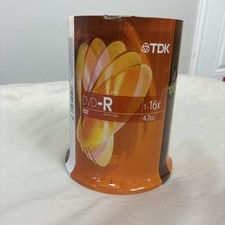 TDK DVD-R 1-16x speed 4.7 GB Recordable Discs Disks 100 Pack Spindle NEW/SEALED picture