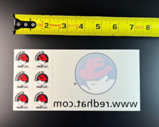Vintage Red Hat Linux Logo Label Decal Case Sticker Badge Powered by Red Hat 90s picture