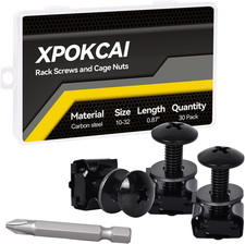 30-Pack 10/32 Set Rack Screws with Nylon Washers and Cage Nuts for Server picture
