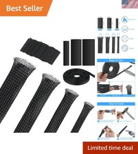 65.6ft Braided Cable Sleeve Expandable Wire SheathingBlack picture