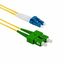 5 PACK LOT 10m LC(UPC)-SC(APC) Duplex 9/125 OS2 Singlemode Yellow OFNR 33FT picture