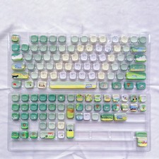 DIXSG Low Profile PBT Keycaps 120 Keys Dye Sub for Cherry MX Vintage Blue picture