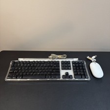Apple Pro Keyboard M7803 Wired Black Clear Jelly Vintage Mac With Mighty Mouse picture