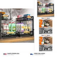 2-Pack 2-Tier Height Adjustable Under Sink Organizer & Storage | Multi-purpos... picture