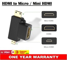 3 in 1 HDMI Female to Mini + Micro HDMI Male Adapter Connector Gold Plated HD AU picture
