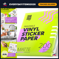 Premium Printable Vinyl Sticker Paper - 200 Sheets Waterproof Matte 8.5x11