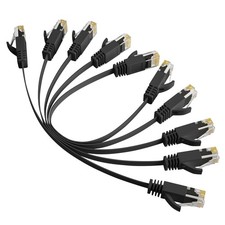 Elecan Cat 6 Flat Ethernet Cable 1 Ft/5 Pack, High Speed Slim Short picture