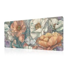 Japanese Floral Mouse Pad Abstract Boho Mouse Pad 31.5x11.8 Inch Aesthetic Fl... picture