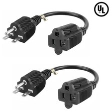 2PACK 1FT SJT14AWG Nema 6-15P Male to Nema 5-15R/20R 20A Female AC Adapter Cable picture