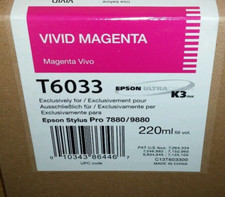 10-2023 NEW GENUINE EPSON T6033 VIVID MAGENTA 220ml INK STYLUS 7880 9880 T603300 picture