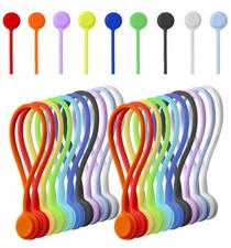 20 Pack Reusable Silicone Magnetic Cable Ties Cord Wrap Organizer Multicolor picture