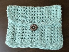 New Handmade Crochet Bag for 12” 13” Laptop Sleeve Bag Cover Green shv27 picture