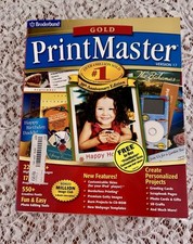 PrintMaster Gold Version 17 20th Anniv Broderbund PC Software 2000 Complete Kit picture