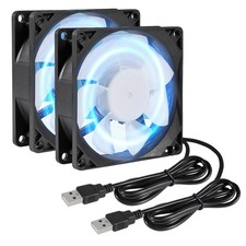 2pcs 80mm/3.15inch DC 5V Computer Case Fan 80x80x25mm USB 8025 Blue LED Power Co picture