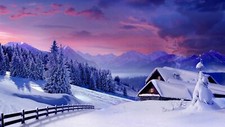 Landscape snow winter nature cold ice house mountains Custom Gaming Mat Desk picture