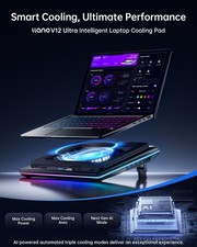 llano V16 Laptop Cooling Pad 5.5in Turbo Fan RGB 3-Port USB Hub 15.6-19in Black picture