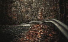 Landscape road trees fall depth of field fence Custom Gaming Mat Desk picture