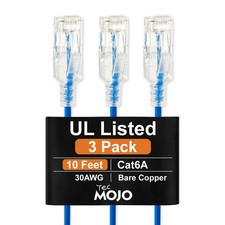 UL Listed Ultra-Slim Cat6a 10ft Ethernet Cable, 30AWG 100% Pure Copper, 10Gbp... picture