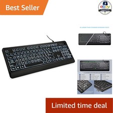 Large Print Backlit Keyboard USB Wired Full Size Black 104 Key LED picture