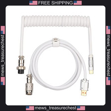 Mechanical Keyboard Coiled USB Cable with Aviation Connector for Win/Mac, White picture