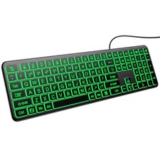 Large Print Light Up USB Keyboard - Silent Wired, Perfect for Easy Typing picture