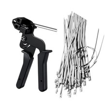 Tie Gun Stainless Steel with 100pcs Zip Ties 7.87in Fastening Tool Rustproof picture