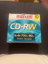 MAXELL CD-RW 700 MB 80 MINUTES 10 PACK  Each CD is sealed—Box opened  picture