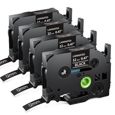 4 x TZe-335 12mm Brother P-touch Compatible Tape - White on Black picture
