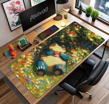 Snorlax Nature Nap Mouse Pad - Forest Flower Art Desk Mat, Relaxing Gaming Pad picture