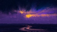 Landscape  painting night sky moon clouds river sailing Custom Gaming Mat Desk picture