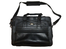 New Samsonite Black Faux Leather Expandable Laptop Computer Briefcase Organizer picture