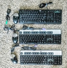 Lot of  3 Hewlett Packard HP KB-0316  & 539130 Black/Silver PS/2 & Wired Mouse  picture