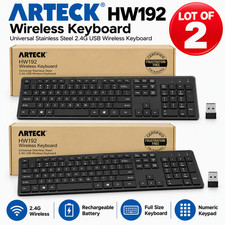 Lot of 2 New Arteck HW192 Wireless Keyboards 2.4G USB Full Size Rechargeable picture