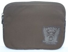 Vintage Fossil Brand 1954-1955 Brown Laptop Sleeve Zipper Case Leather Polyester picture