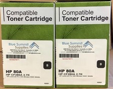Blue Summit Supplies~Compatible Toner Cartridge HP 80A~Black~Lot of 2~SEALED~ picture
