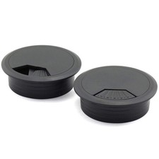 HJ Garden 2-Pack 2-3/8 Inch Desk Cable Grommets - Black Plastic Covers picture