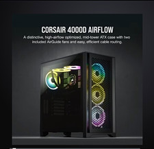 Corsair 4000D Airflow Tempered Glass Mid-Tower ATX Case Black 453x230x466mm picture