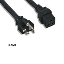 KNTK 3 ft 12 AWG Power Cable Cord NEMA 5-20P to IEC60320 C19 20A/125V SJT Black picture