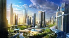 Landscape futuristic architecture city science fiction Custom Gaming Mat Desk picture
