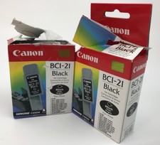 Canon BCI-21 Black Ink Cartridge Sealed Open Boxes Lot Of 2 picture