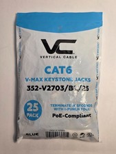 Vertical Cable MAX CAT6 RJ45 PoE Keystone Jack Blue 25-pack No. 352-V2703/BL/25 picture
