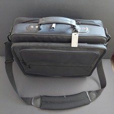 Port Noteworthy Executive Heavy Black Nylon Briefcase Laptop Carrier Bag w/Strap picture